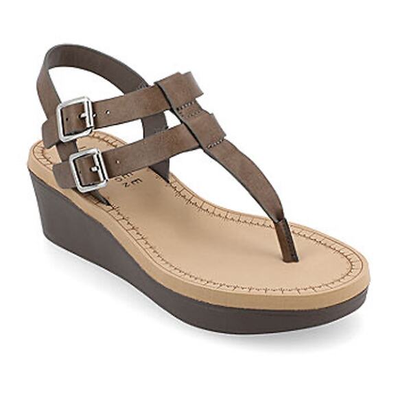 Journee Collection Women's Bianca Wedge Sandals SZ 8.5 - Picture 2 of 11